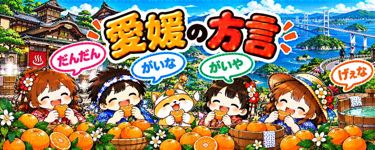 伊予弁のイラスト(だんだん・がいな・がいや・げぇな)
