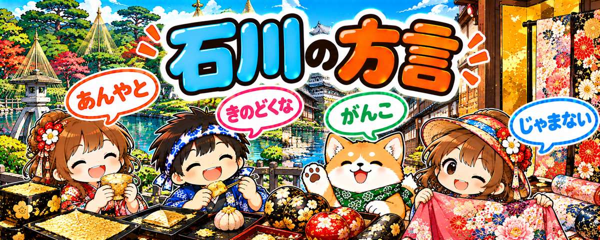 金沢弁のイラスト（あんやと・きのどくな・がんこ・じゃまない）