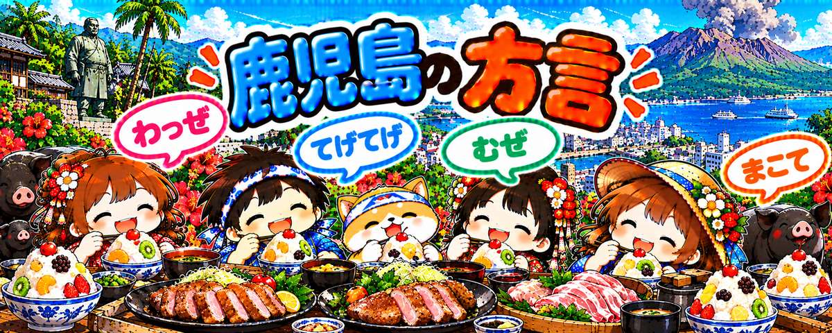 鹿児島弁のイラスト（わっぜ・てげてげ・むぜ・まこて）