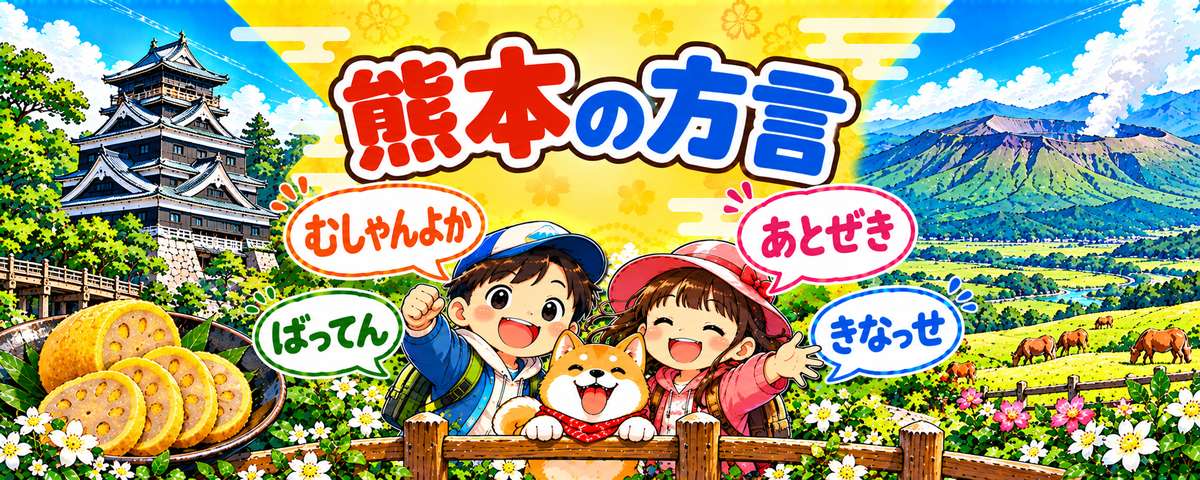 熊本弁のイラスト(むしゃんよか・あとぜき・ばってん・きなっせ)