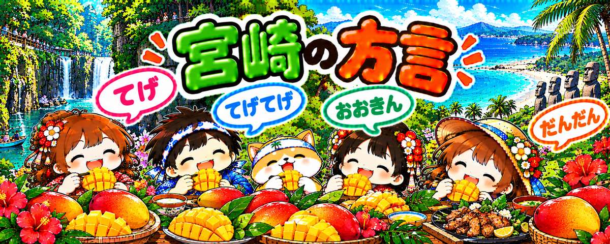 宮崎弁のイラスト（てげ・てげてげ・おおきん・だんだん）