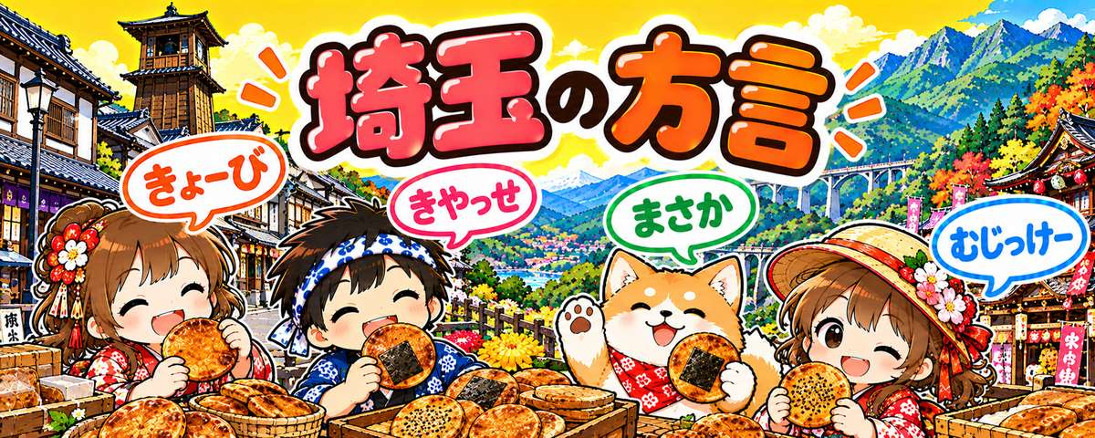 埼玉弁のイラスト(きょーび・きやっせ・まさか・むじっけー)